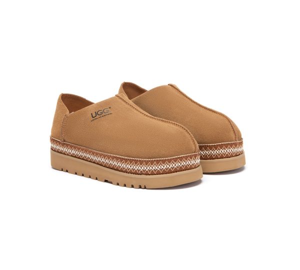 AUSTRALIAN SHEPHERD® UGG Slippers Women Sheepskin Wool Woven Trim Tayven