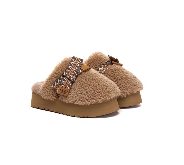 AUSTRALIAN SHEPHERD® UGG Slippers Women Sheepskin Wool Bow Platform Cecil