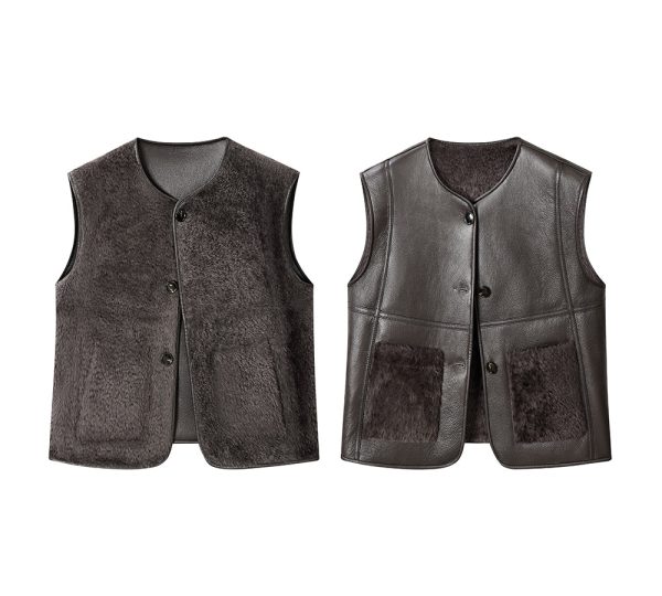 EVERAU® Double-Face Sheepskin Wool Reversible Vest Voreo