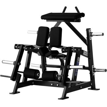 Hammer Strength Plate-Loaded Iso-Lateral Kneeling Leg Curl - Outlet, Charcoal Frame, Black Upholstery
