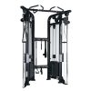 Life Fitness Dual Adjustable Pulley functional trainer with charcoal frame and attachments hanging