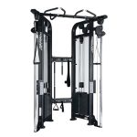 Life Fitness Dual Adjustable Pulley functional trainer with charcoal frame and attachments hanging